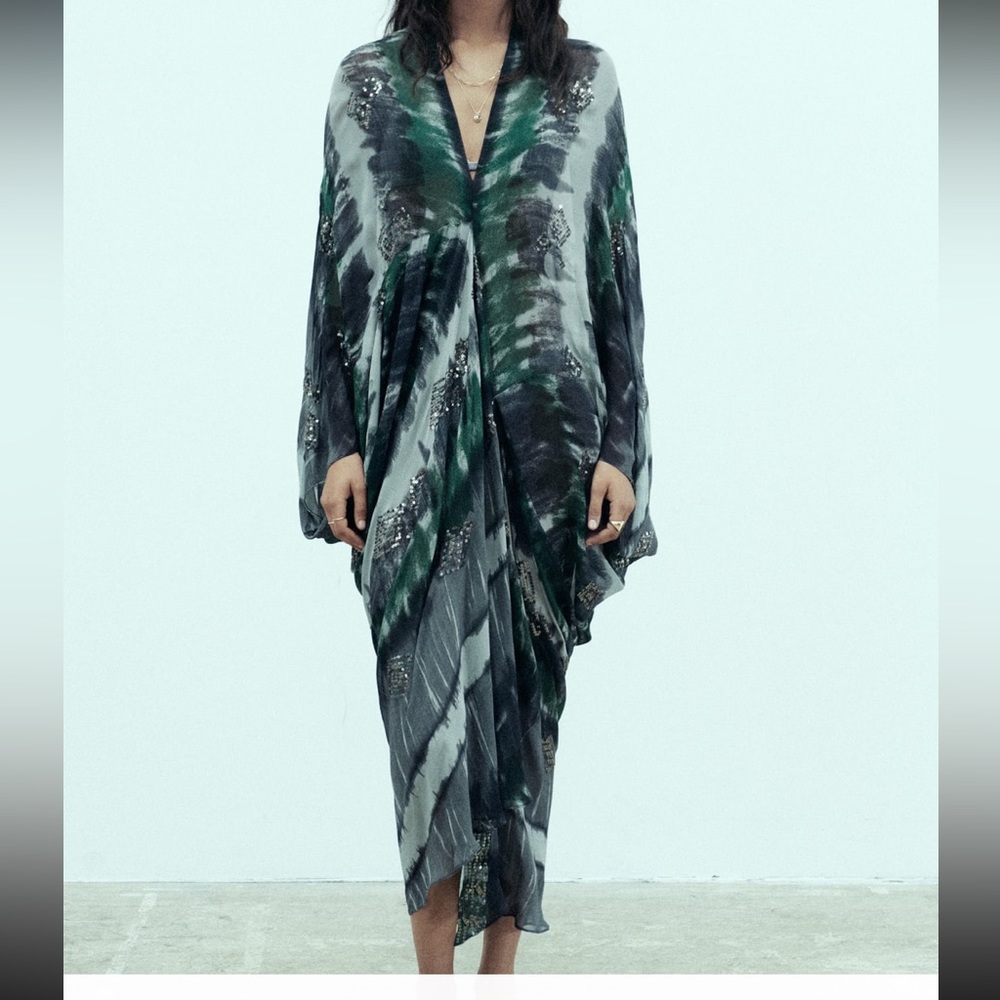 Zara beaded printed kaftan